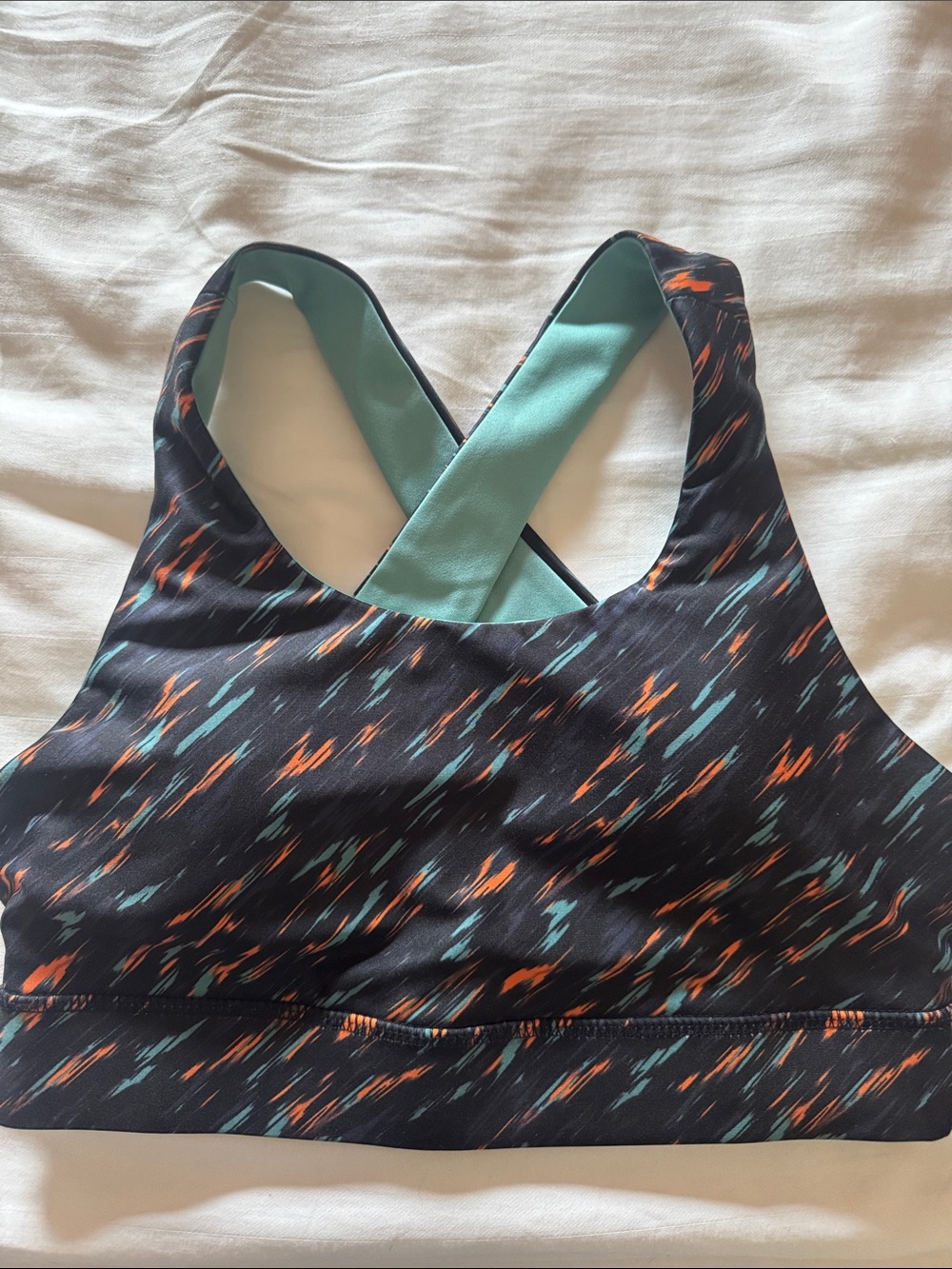 Asics Women's Sz M Black Multi Color PR Lyte running Sports Bra